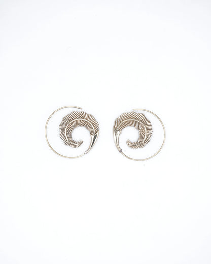 Feathers Spiral brass Earring