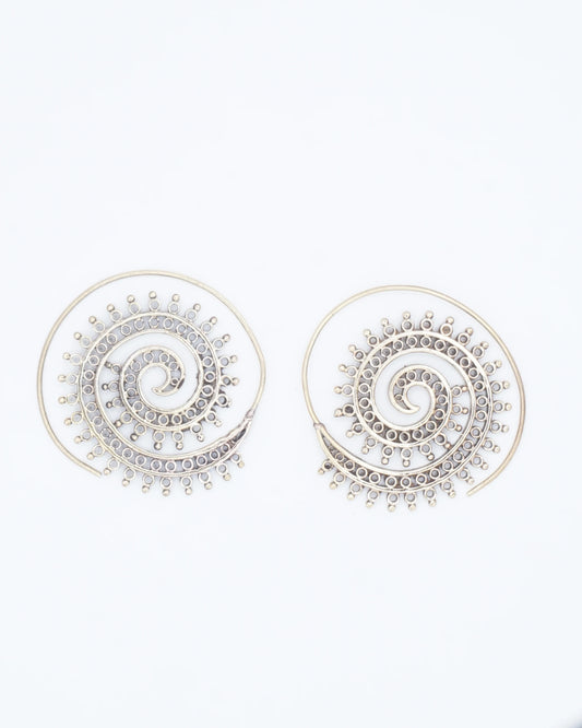 Plain Polka Brass Spiral Earring