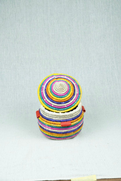 Tropical Whirl Palm Wicker Bowl S