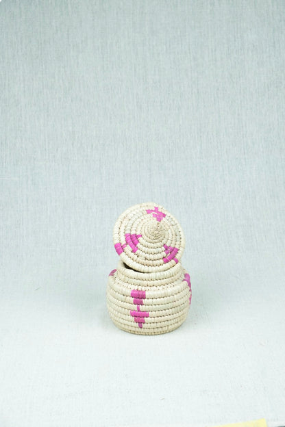 Dusty Rose Palm Wicker Bowl XS