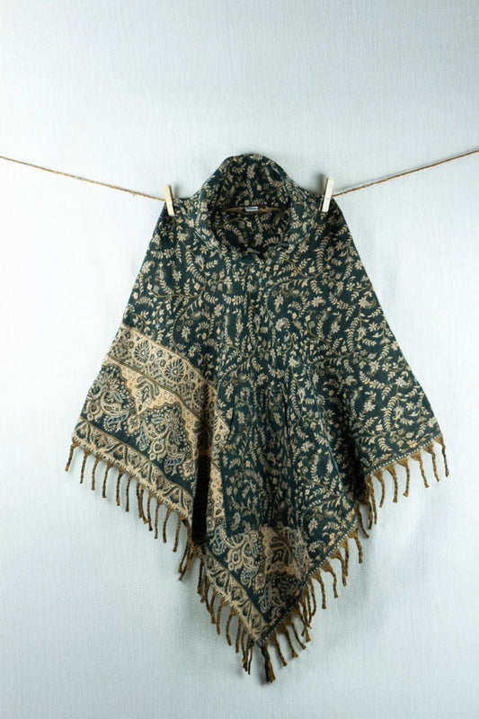 Regal Olive Woolen Poncho