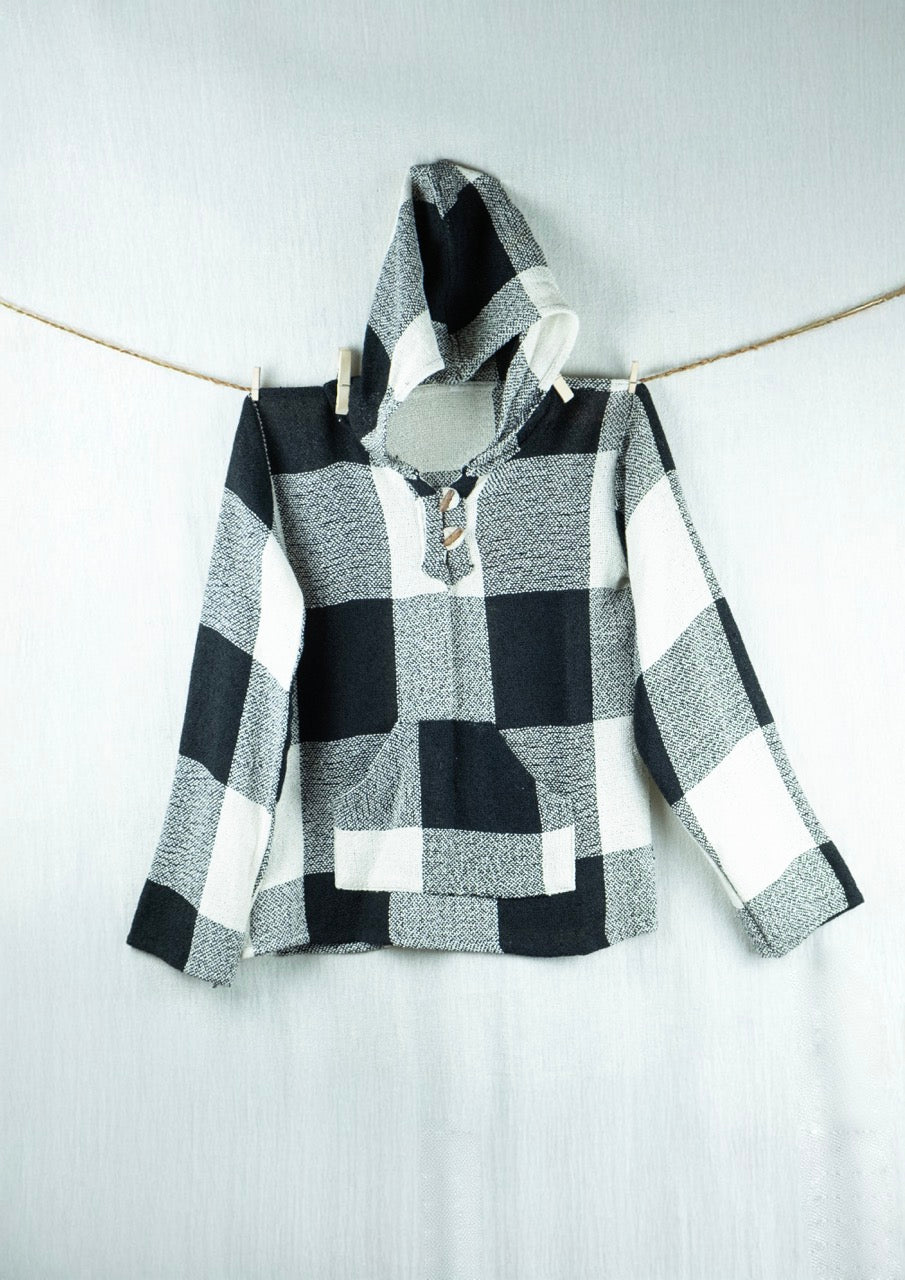 Black & White Checkered Hemp Hoodie