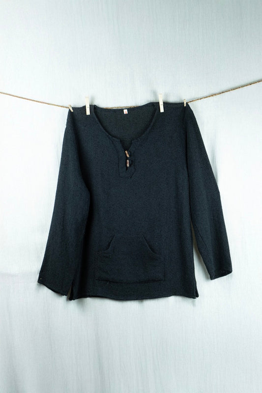 Black Crewneck Hemp Hoodie