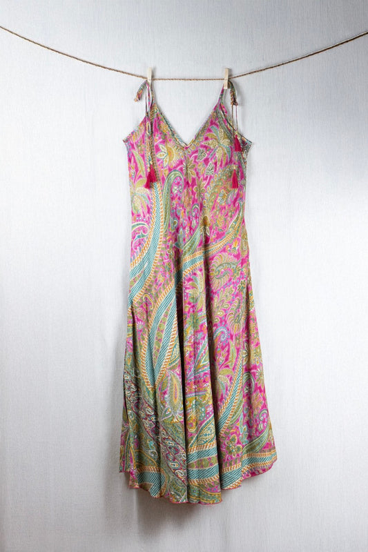 Zahra Sage Silk Long Dress
