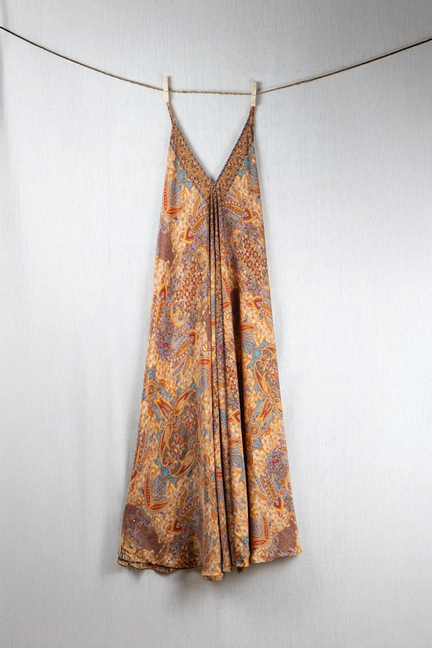 Sundar Saffron Silk Long Dress