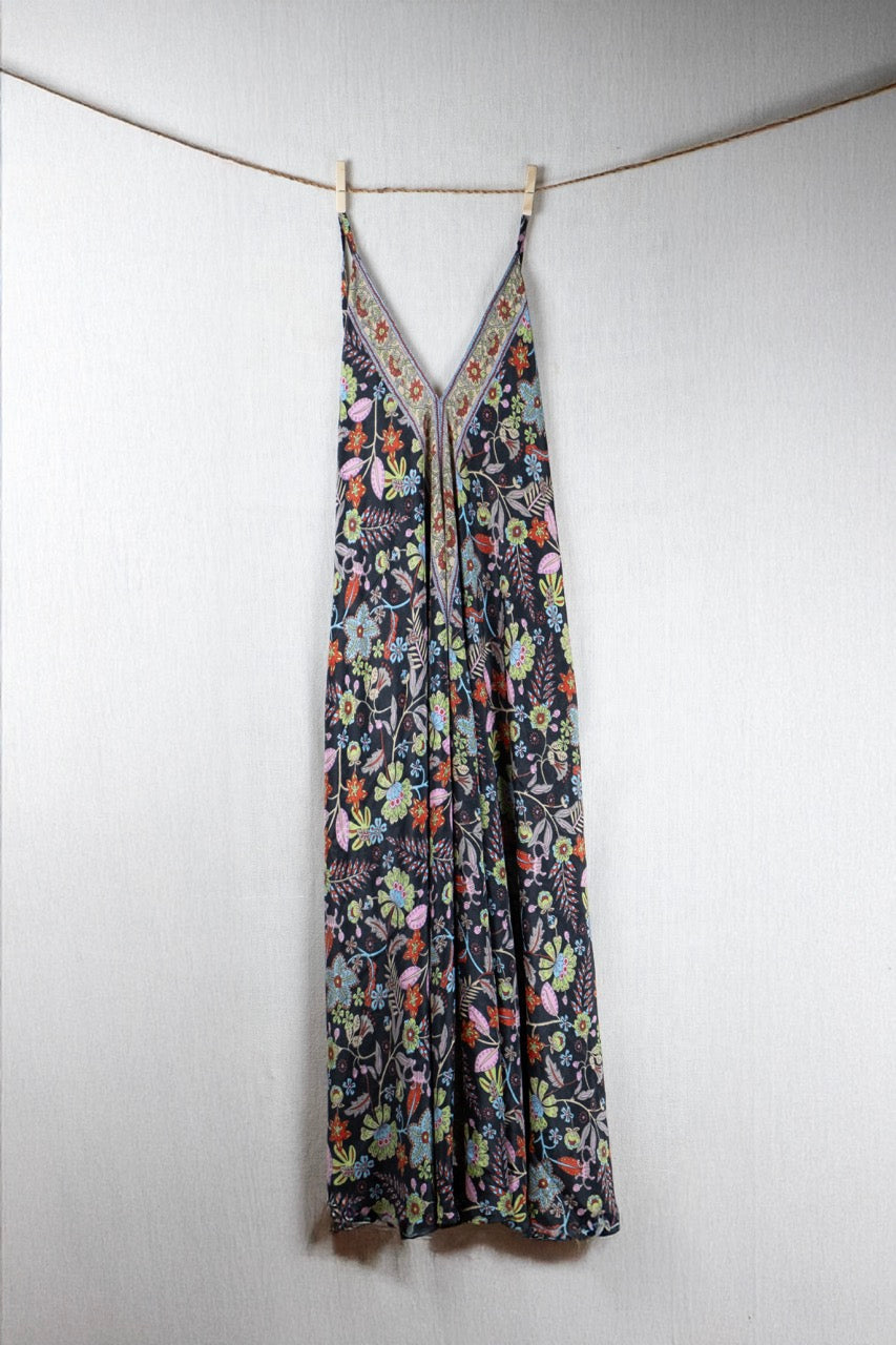 Kali Bloom Silk Long Dress
