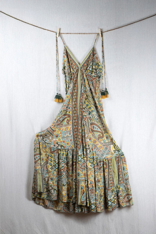 Clay Bloom Silk Extra Long Dress