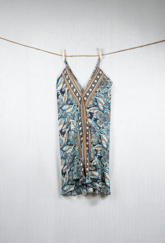 Kali Floral Silk Short Backless Dress