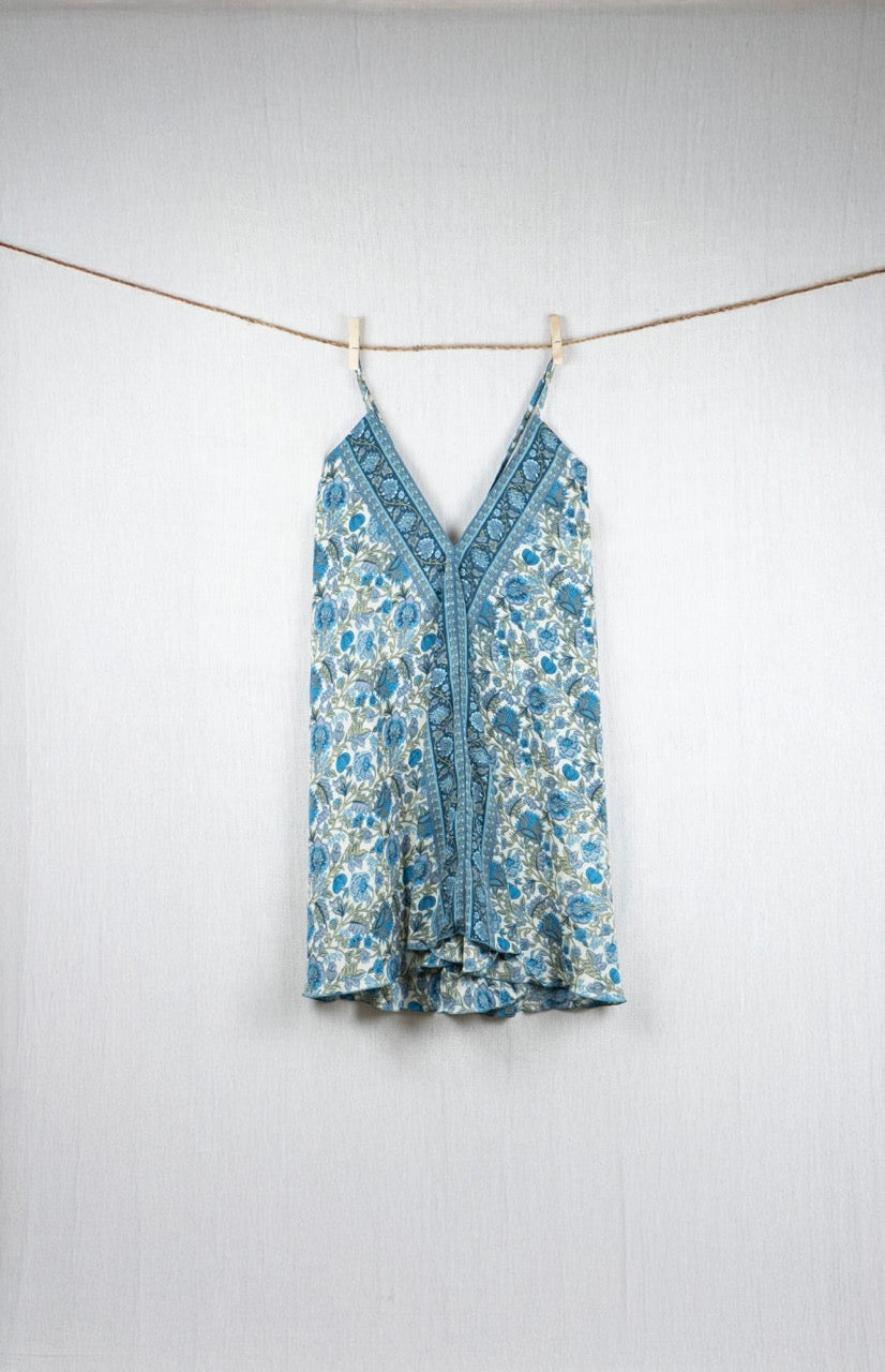 Stone Bloom Silk Short Backless Dress