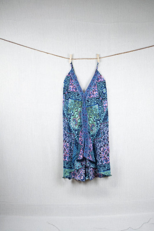 Viridian Dream Silk Short Backless Dress