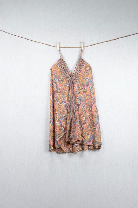 Peach Glow Silk Short Backless Dress