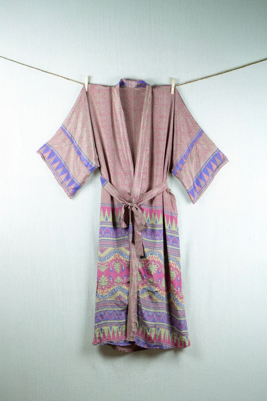 Jamun Bloom Silk Kimono