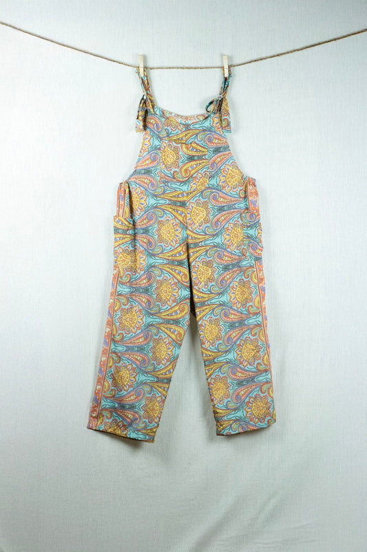 Peacock Gold Silk Jumpsuit - with golden prints