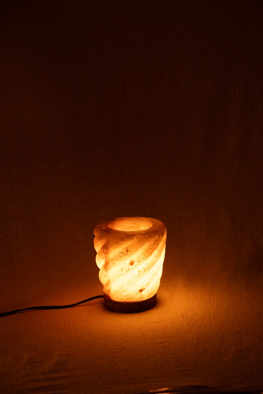 Medium Cylinder Spiral Siwan Rock Salt Lamp