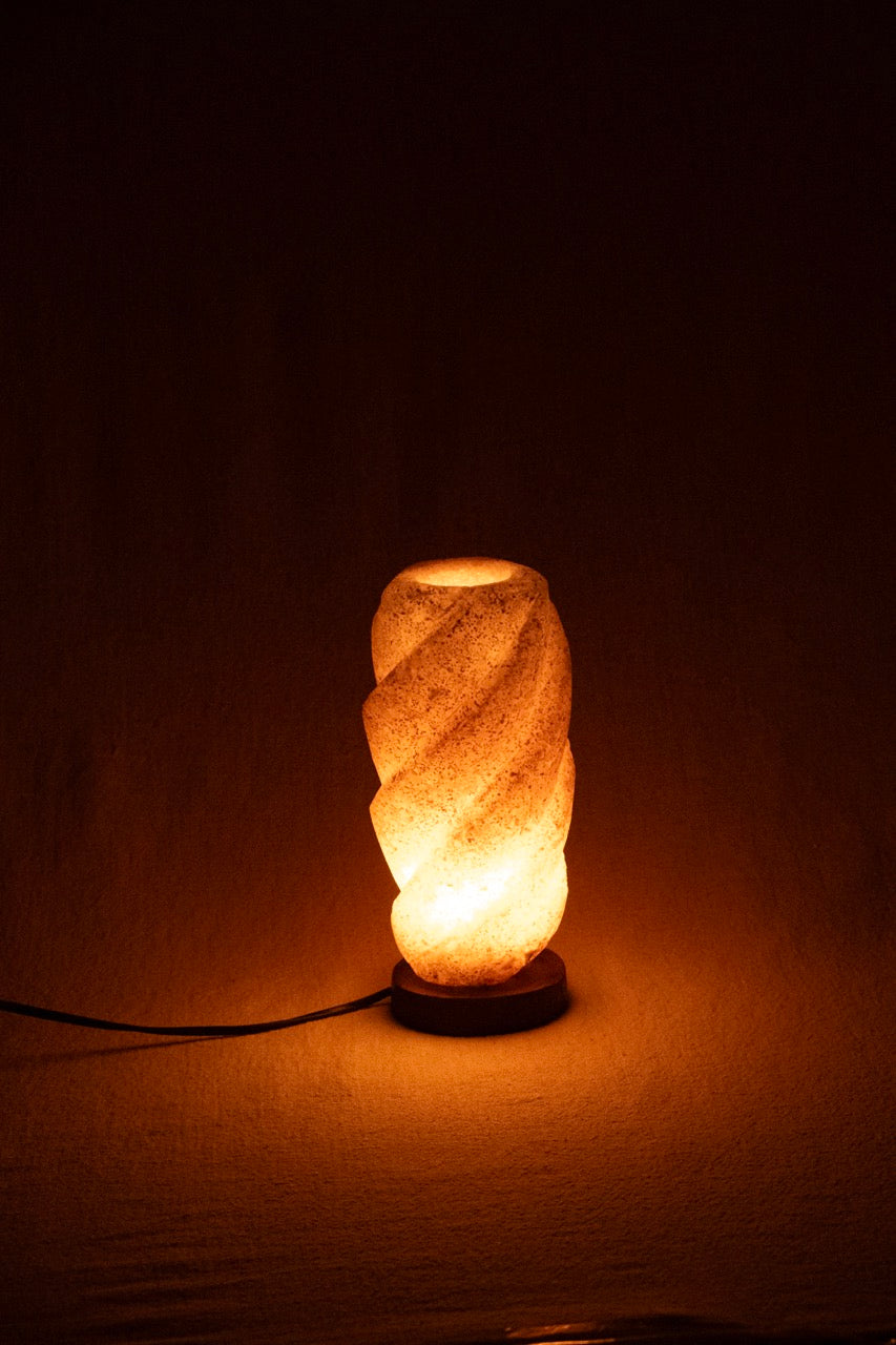 Tall Spiral Siwan Rock Salt Lamp