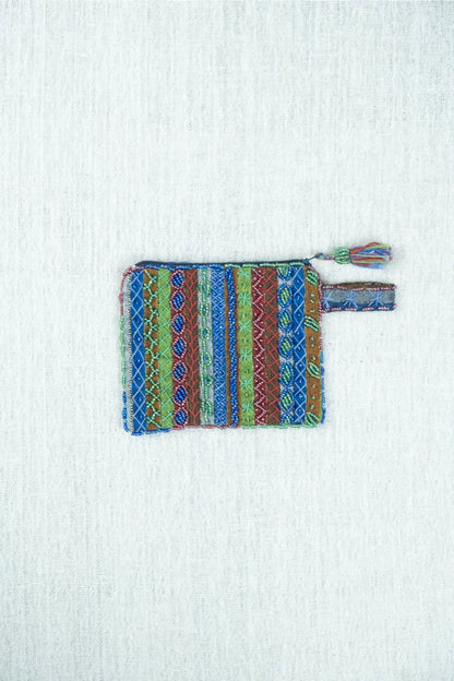 Jade Horizon Hand Embroidered Pouch