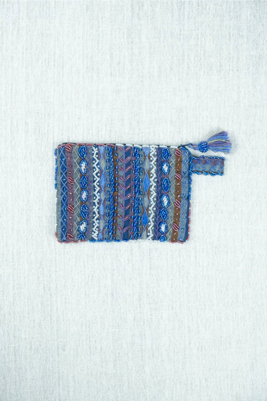 Lapis Serenade Hand Embroidered Pouch
