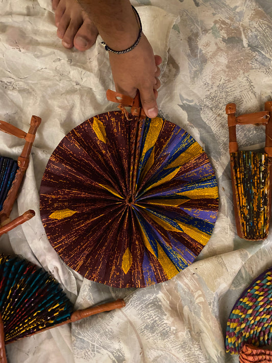 Amani Kenyan Leather Hand Fan