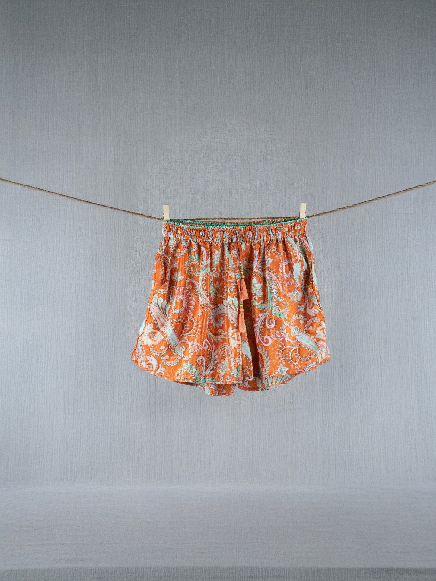 Golden Meadow Crepe Silk Shorts - with golden prints