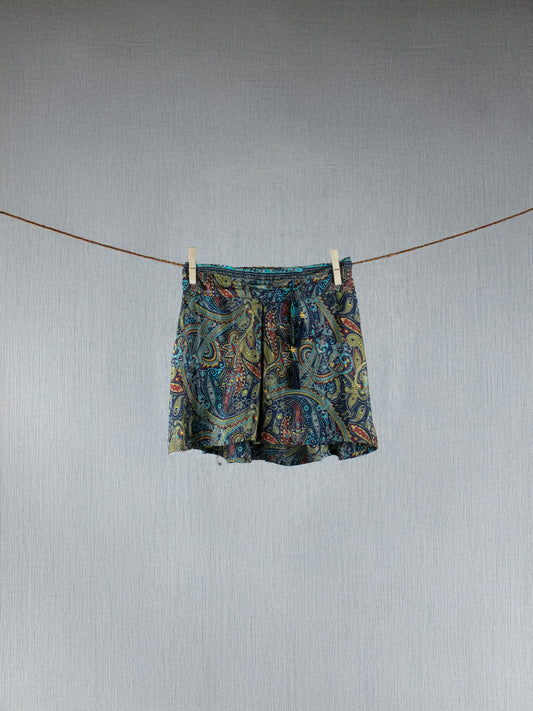 Indigo Illusion Crepe Silk Shorts
