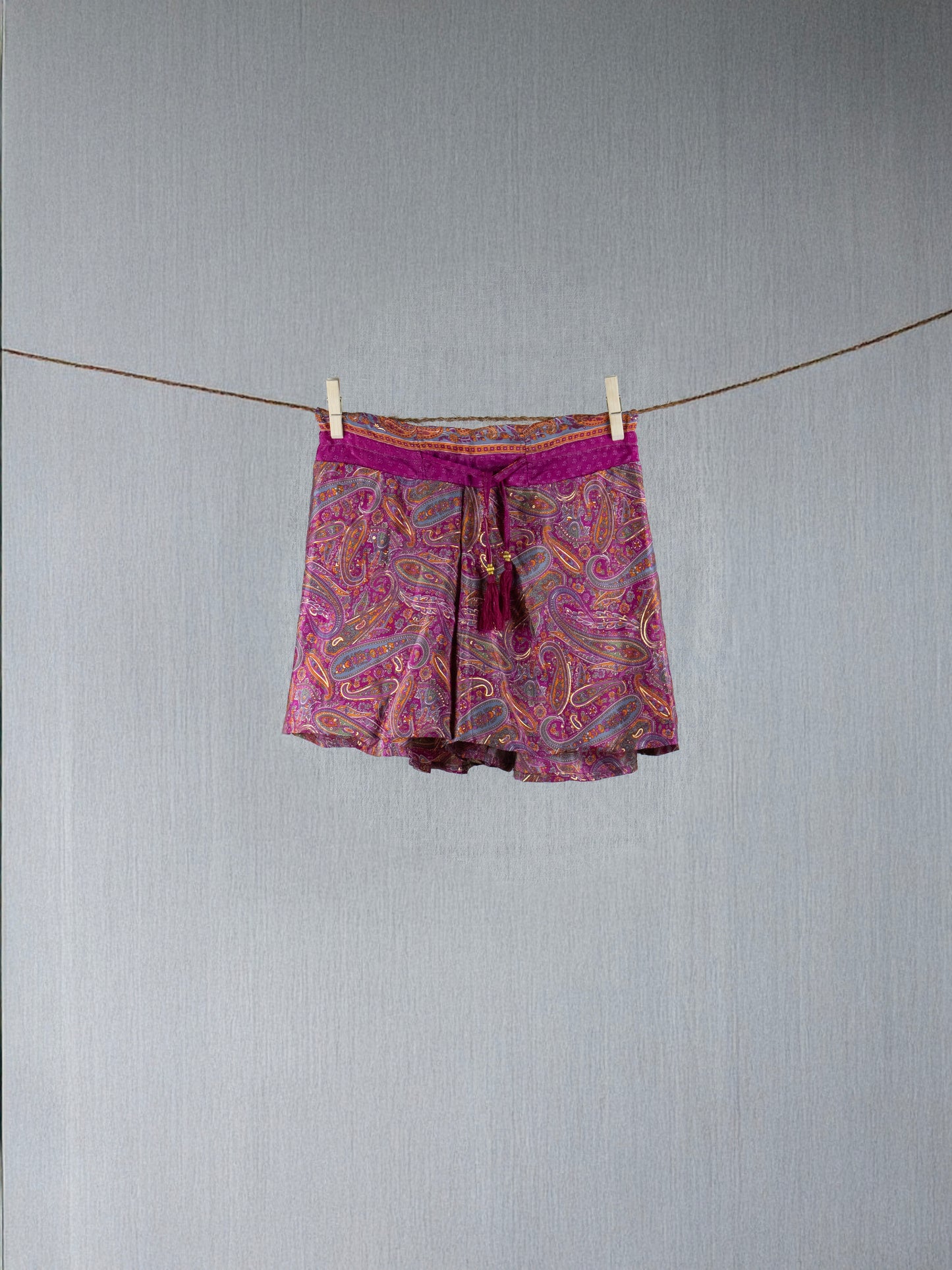 Berry Burst  Crepe Silk Shorts - with golden prints