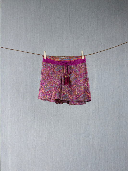 Berry Burst  Crepe Silk Shorts - with golden prints