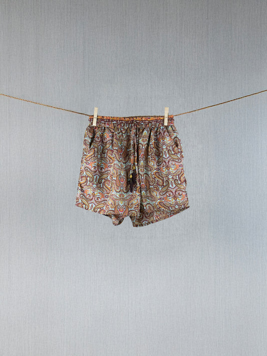 Turquoise Sunset  Crepe Silk Shorts