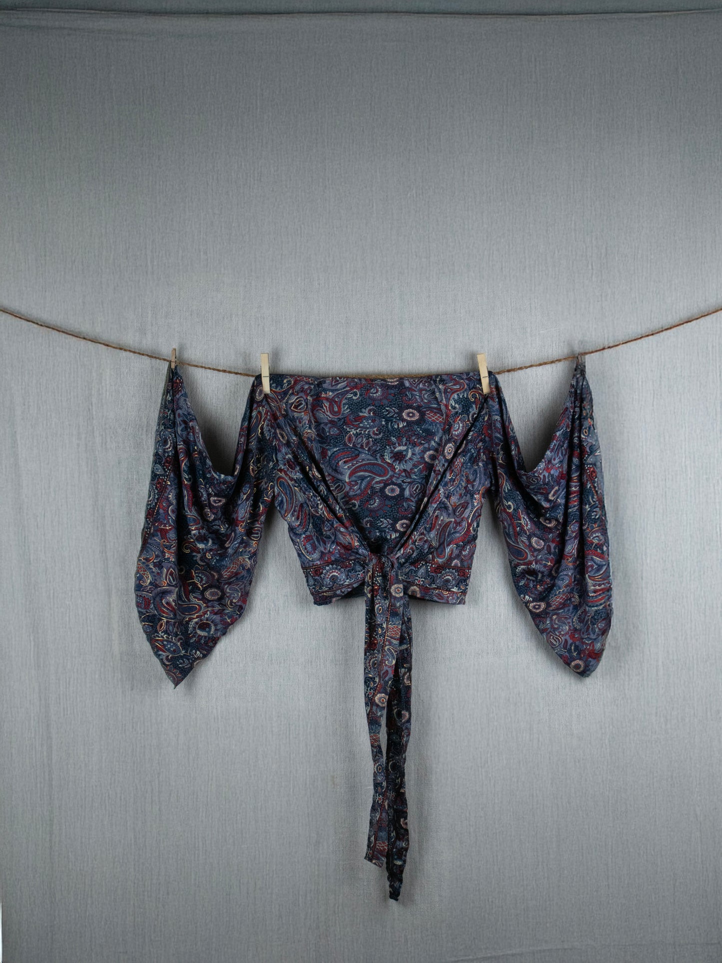 Luminous Flora Crepe Silk Crop Top - with golden prints