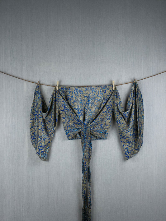 Blue Champagne Crepe Silk Top