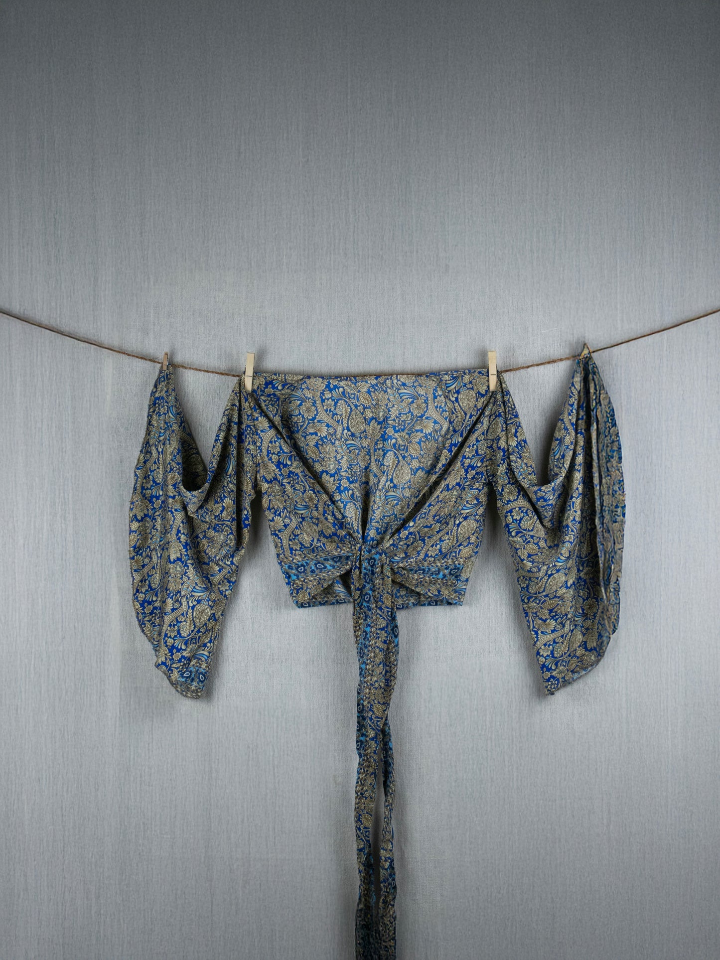 Blue Champagne Crepe Silk Top