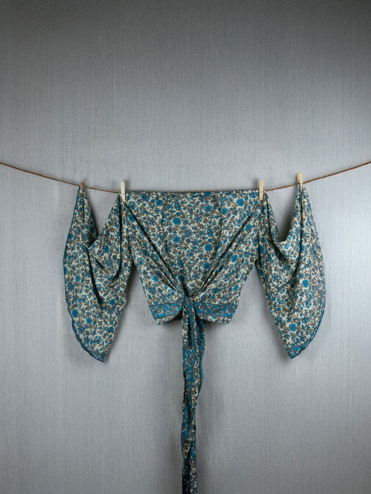 Beige Blossom Crepe Silk Top