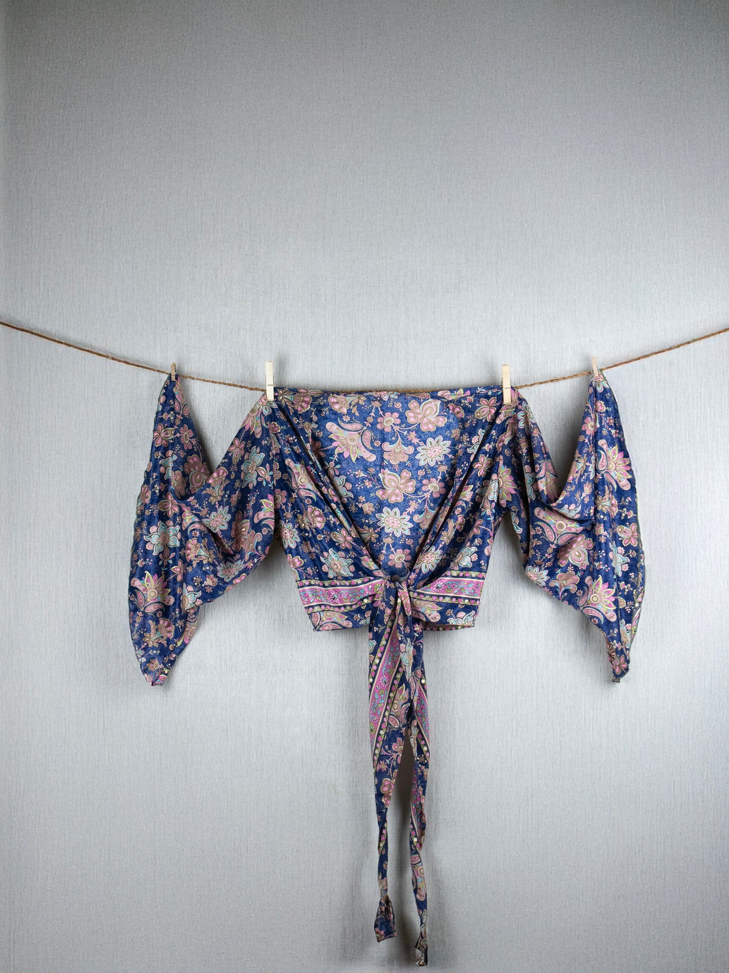 Midnight Petals Ultimate  Crepe Silk Set (Pants + Crop-top + Short)