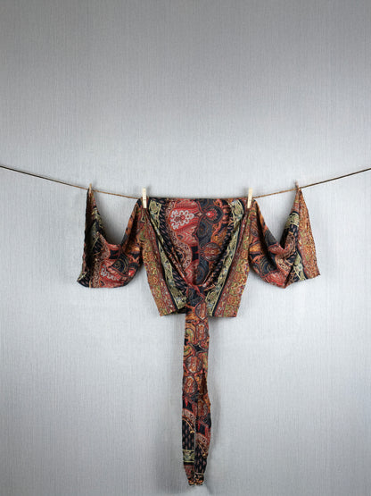 Black Flame  Crepe Silk Set (pants + top)