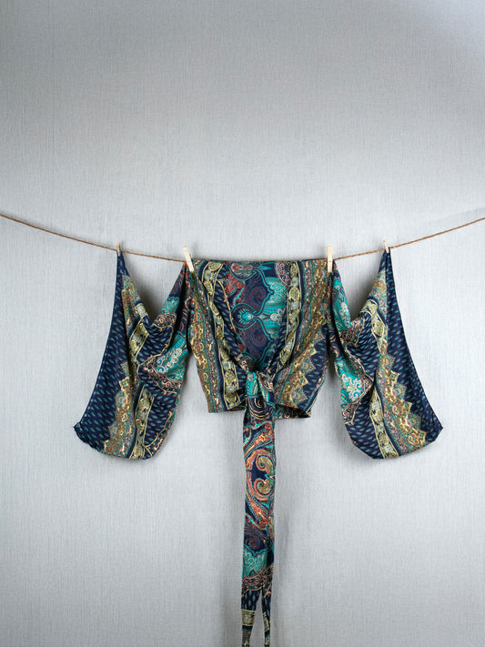 Navy Luxe Crepe Silk Set (Skirt  + top)