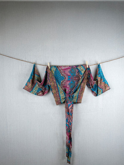 Bouquet Blue  Crepe Silk Set (pants + top)