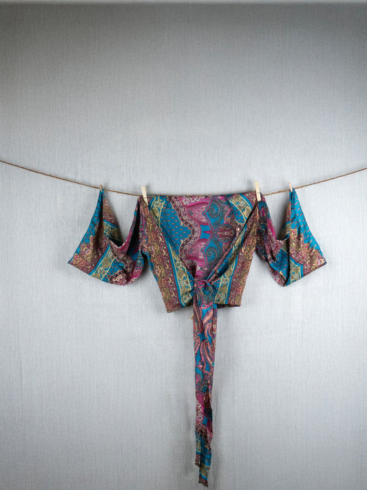 Bouquet Blue  Crepe Silk Set (pants + top)