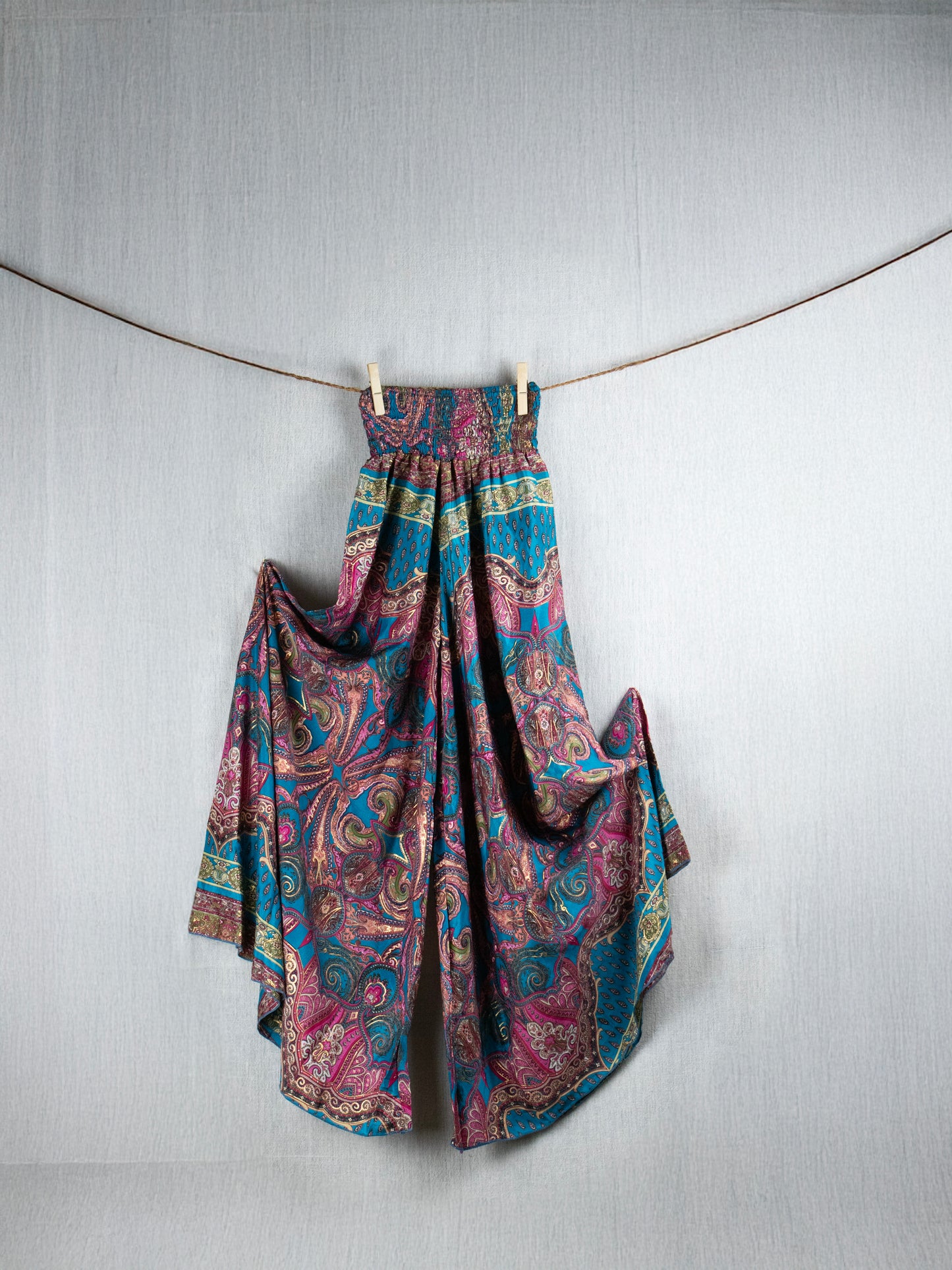 Bouquet Blue  Crepe Silk Set (pants + top)