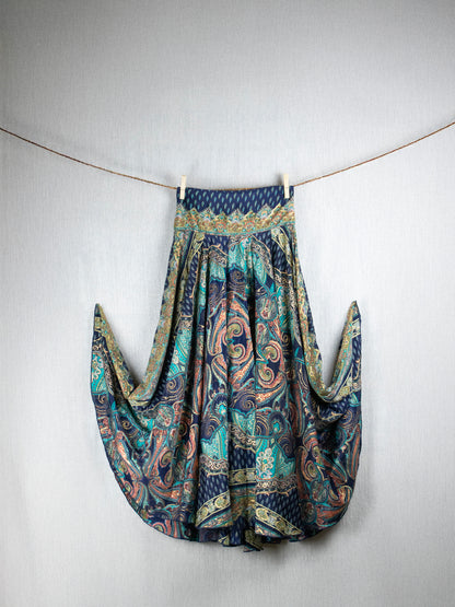 Navy Luxe Crepe Silk Set (Skirt  + top)