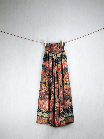 Black Flame  Crepe Silk Set (pants + top)