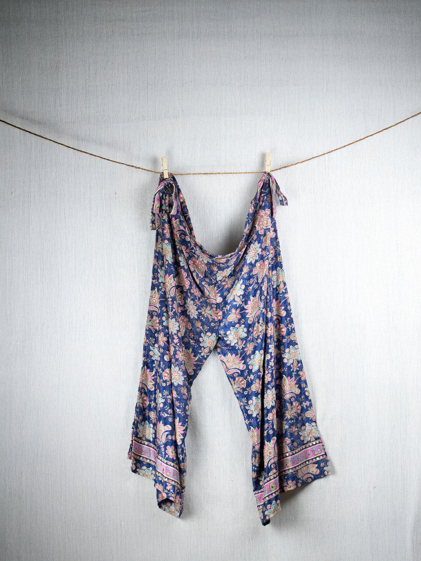 Midnight Petals Ultimate  Crepe Silk Set (Pants + Crop-top + Short)