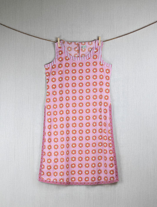 Gulabi Blotched (Pink) Block-printed Cotton long Dress