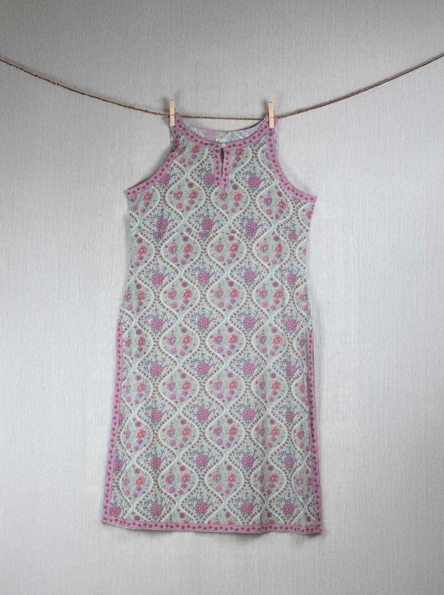 Mint Symphony Block-printed Cotton long Dress