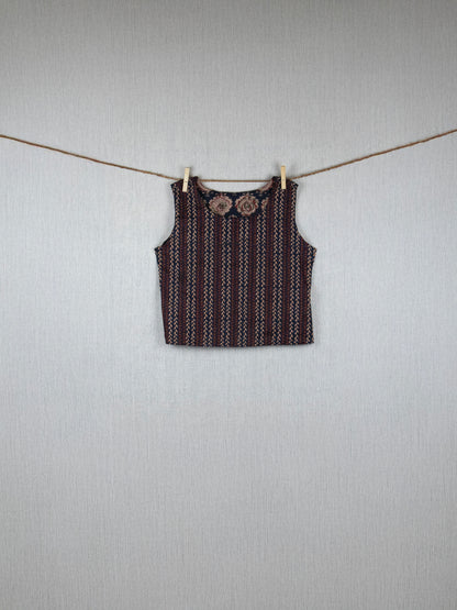 Ethereal Noir Double-face cotton top - hand block printed