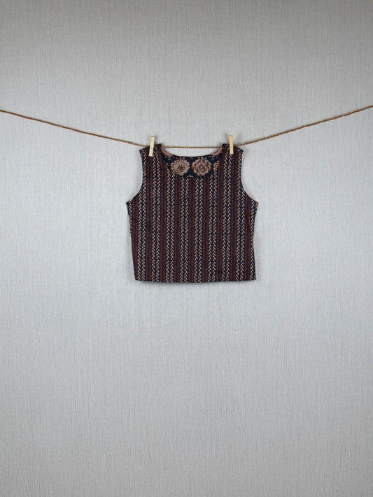 Ethereal Noir Double-face cotton top - hand block printed