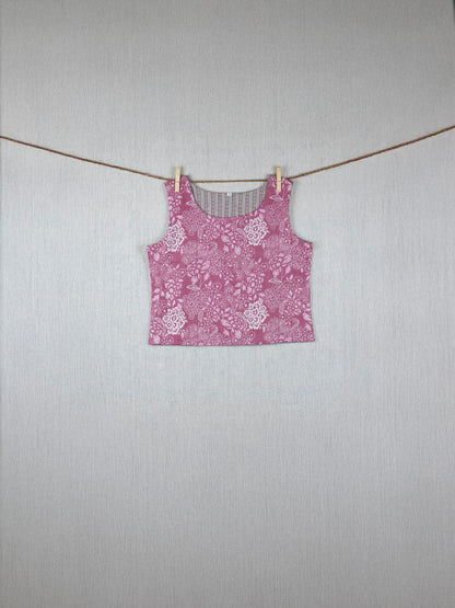 Pink Twilight Double-face cotton top -  hand block printed