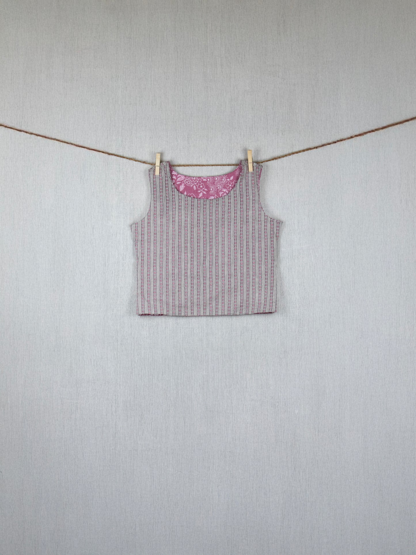 Pink Twilight Double-face cotton top -  hand block printed