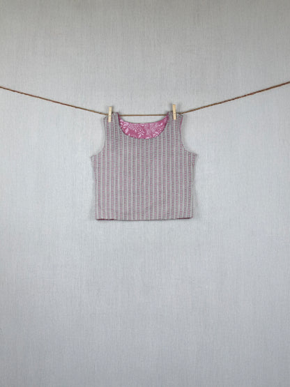 Pink Twilight Double-face cotton top -  hand block printed