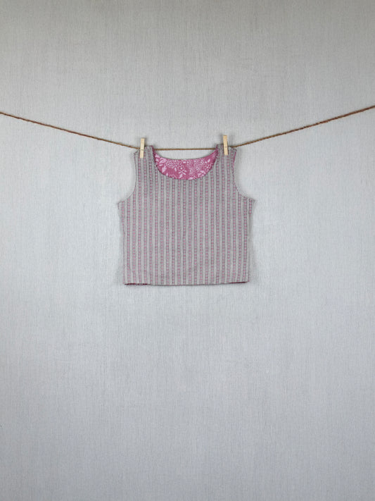 Pink Twilight Double-face cotton top -  hand block printed