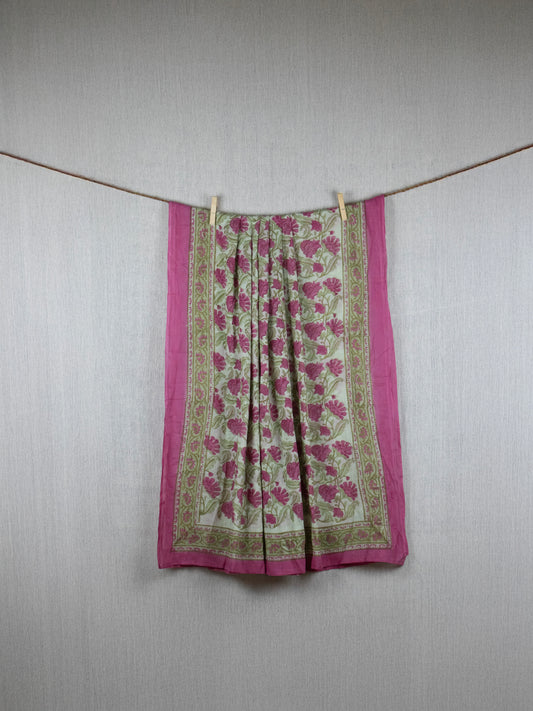 Floral Tranquility Sarong - Hand block printed