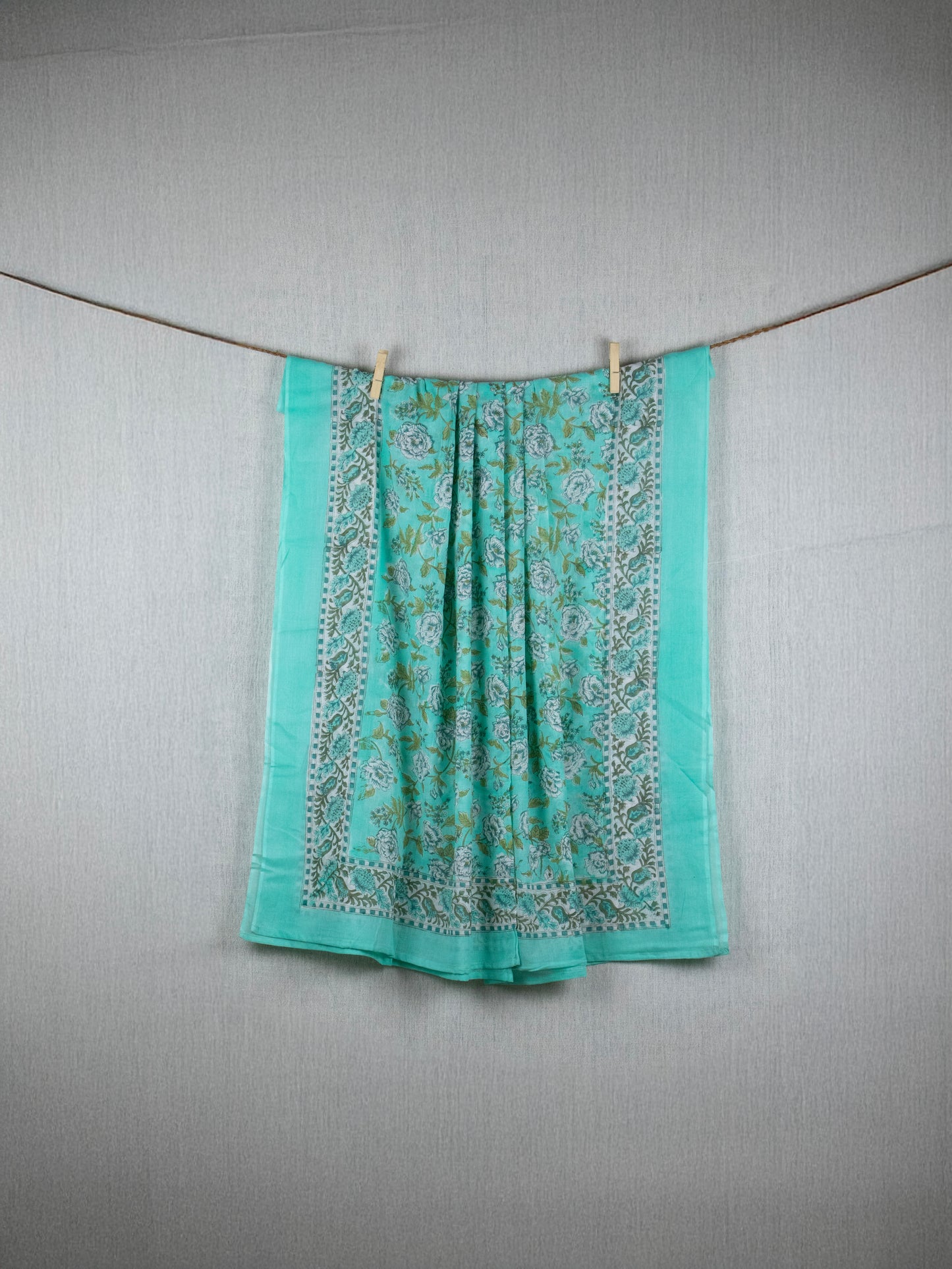 Aqua Petal  Sarong - Hand block printed